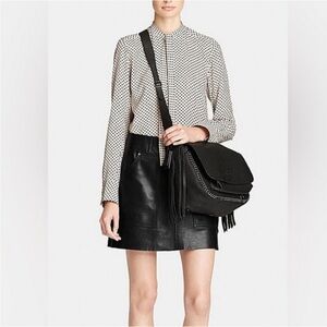 COACH Dakotah saddlebag with whipstitch and fringe, EUC